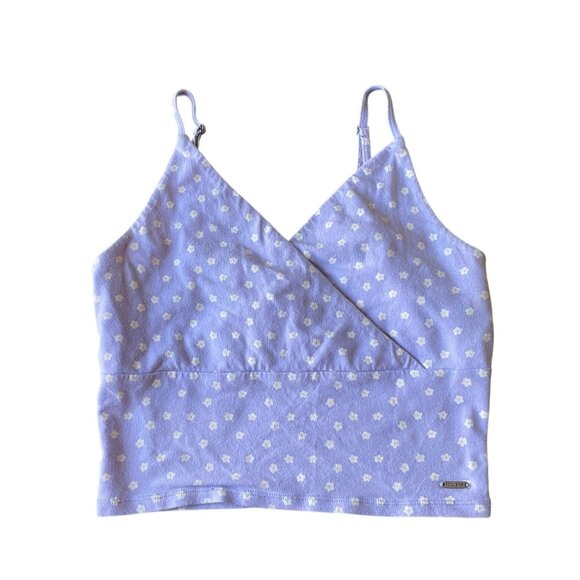 Hollister Must-Have top lavender floral v-neck adjustable straps daisy print - Picture 1 of 8